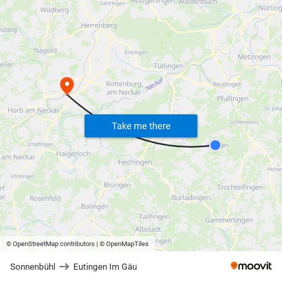 Sonnenbühl to Eutingen Im Gäu map