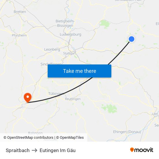 Spraitbach to Eutingen Im Gäu map