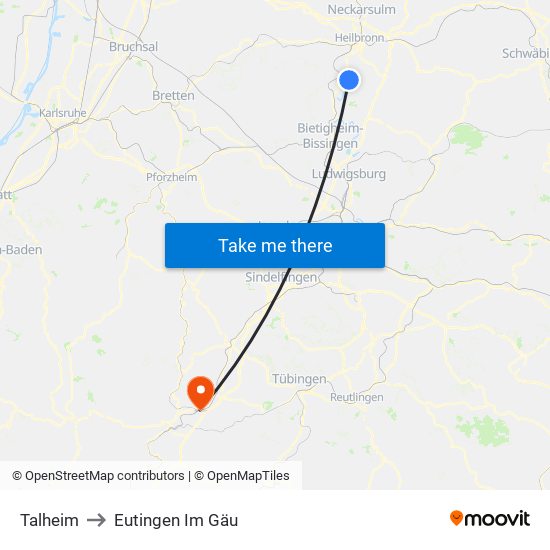 Talheim to Eutingen Im Gäu map