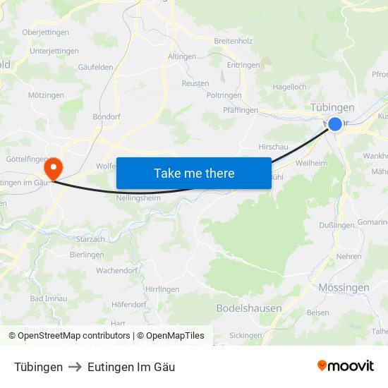 Tübingen to Eutingen Im Gäu map