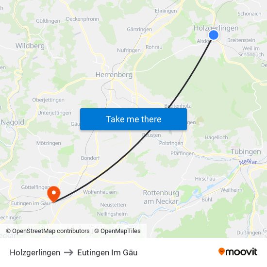 Holzgerlingen to Eutingen Im Gäu map
