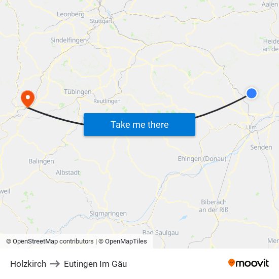 Holzkirch to Eutingen Im Gäu map