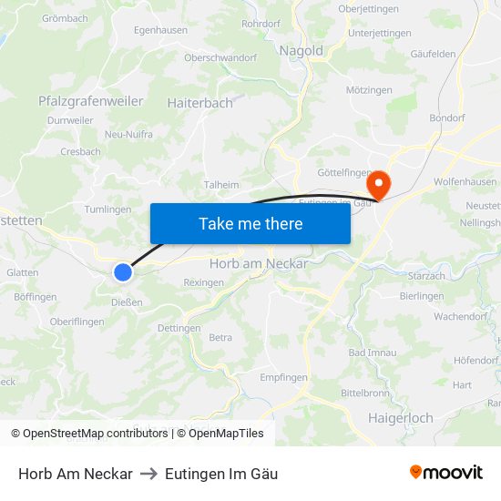 Horb Am Neckar to Eutingen Im Gäu map