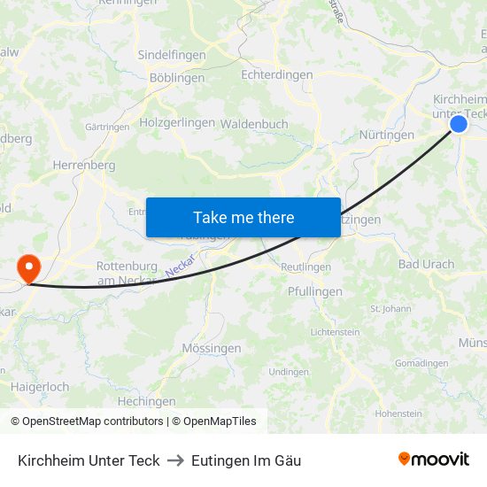 Kirchheim Unter Teck to Eutingen Im Gäu map