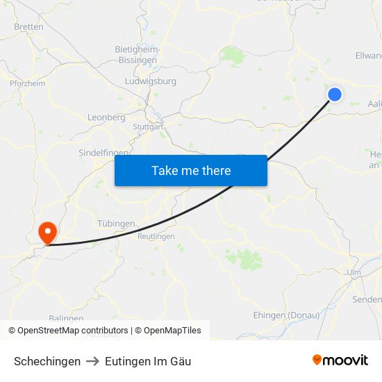 Schechingen to Eutingen Im Gäu map