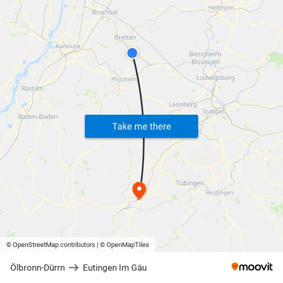 Ölbronn-Dürrn to Eutingen Im Gäu map