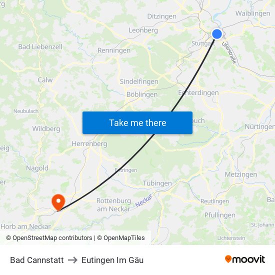 Bad Cannstatt to Eutingen Im Gäu map