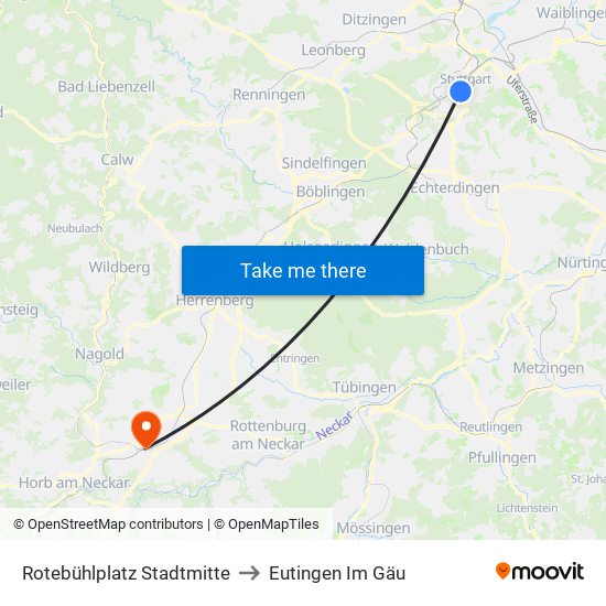 Rotebühlplatz Stadtmitte to Eutingen Im Gäu map