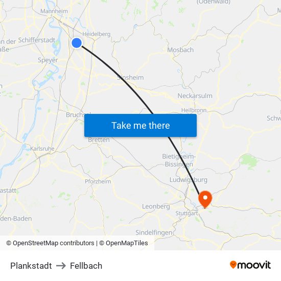 Plankstadt to Fellbach map