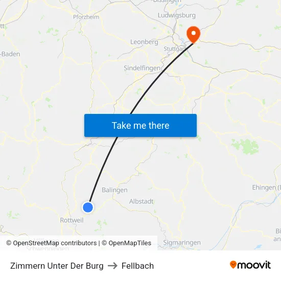 Zimmern Unter Der Burg to Fellbach map