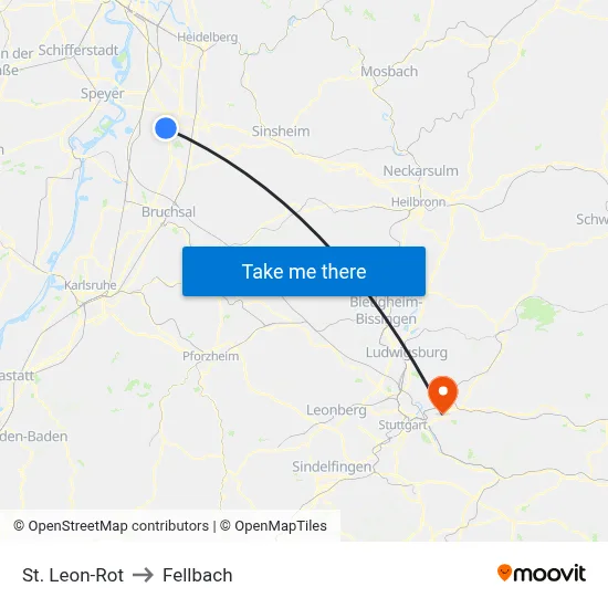St. Leon-Rot to Fellbach map
