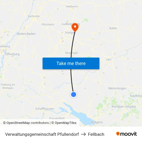 Verwaltungsgemeinschaft Pfullendorf to Fellbach map