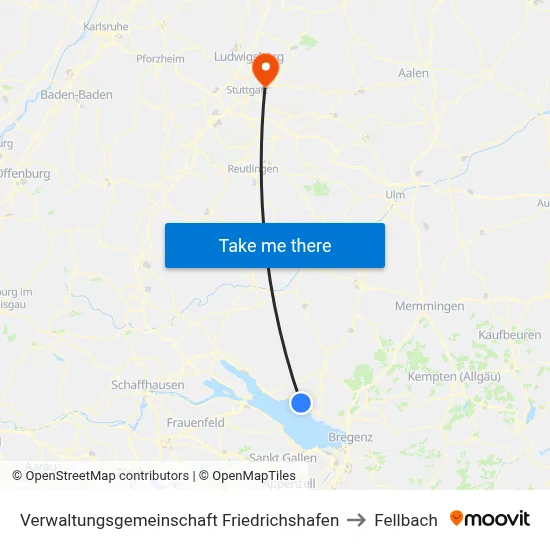 Verwaltungsgemeinschaft Friedrichshafen to Fellbach map