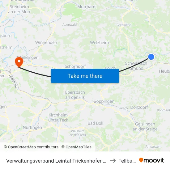 Verwaltungsverband Leintal-Frickenhofer Höhe to Fellbach map