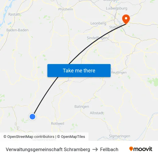 Verwaltungsgemeinschaft Schramberg to Fellbach map