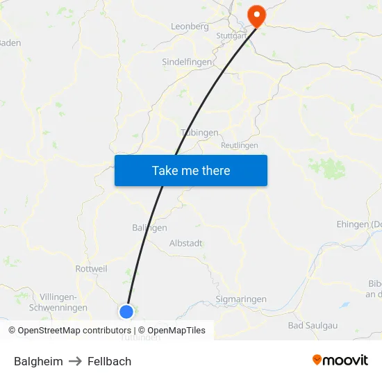 Balgheim to Fellbach map