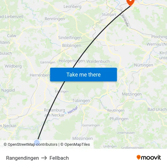 Rangendingen to Fellbach map