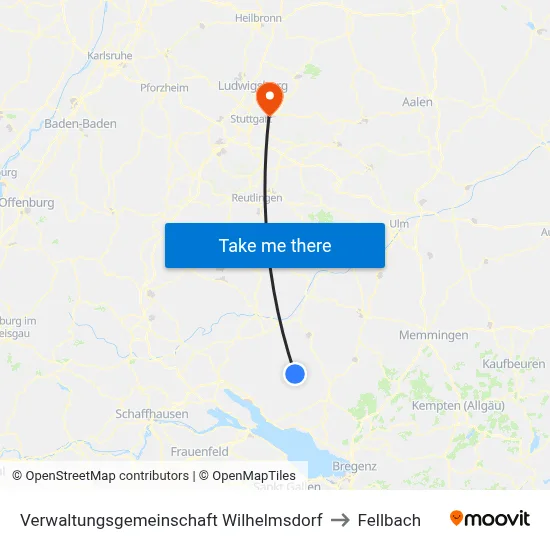 Verwaltungsgemeinschaft Wilhelmsdorf to Fellbach map
