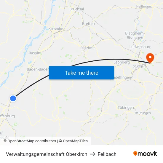 Verwaltungsgemeinschaft Oberkirch to Fellbach map