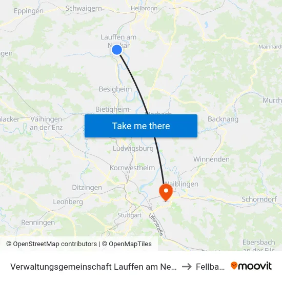 Verwaltungsgemeinschaft Lauffen am Neckar to Fellbach map