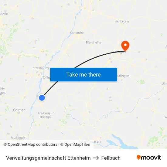 Verwaltungsgemeinschaft Ettenheim to Fellbach map