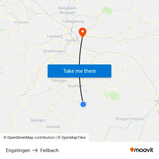 Engstingen to Fellbach map