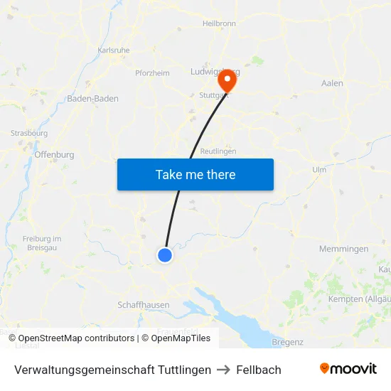 Verwaltungsgemeinschaft Tuttlingen to Fellbach map