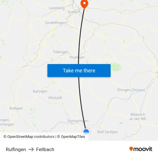 Rulfingen to Fellbach map