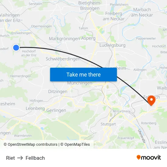 Riet to Fellbach map