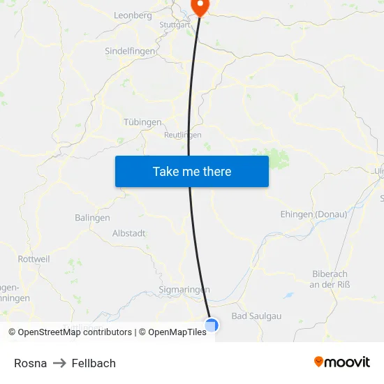 Rosna to Fellbach map