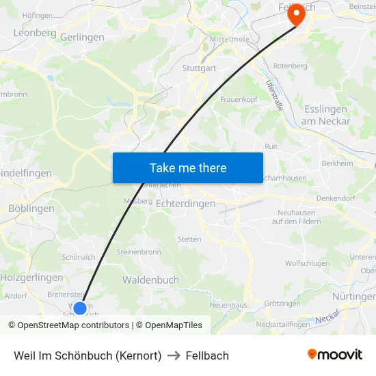 Weil Im Schönbuch (Kernort) to Fellbach map