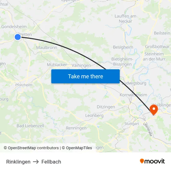 Rinklingen to Fellbach map