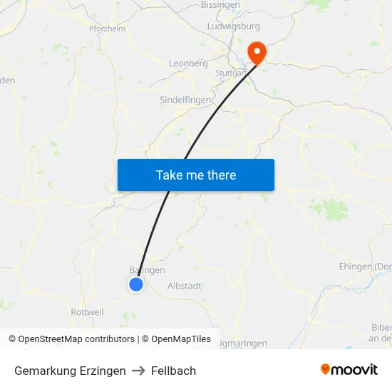 Gemarkung Erzingen to Fellbach map