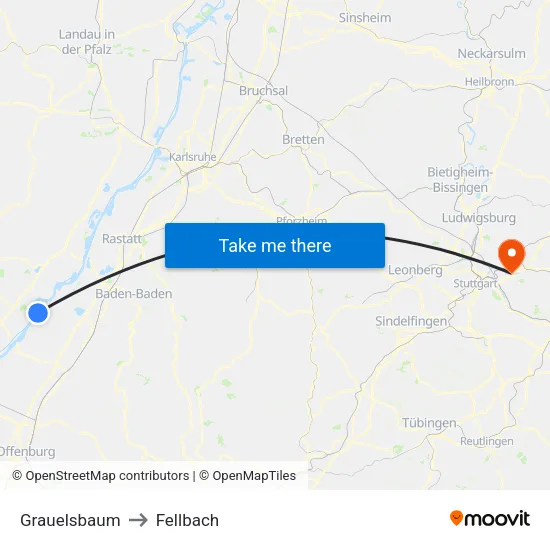 Grauelsbaum to Fellbach map