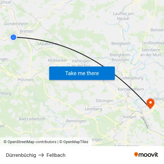 Dürrenbüchig to Fellbach map