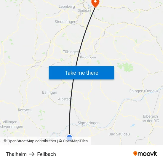 Thalheim to Fellbach map
