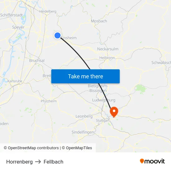 Horrenberg to Fellbach map