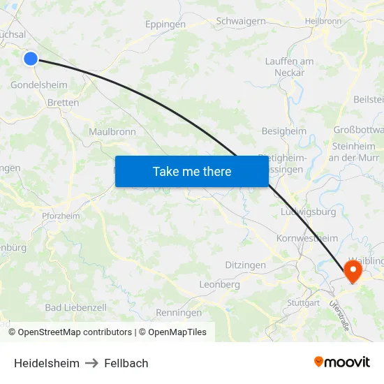 Heidelsheim to Fellbach map