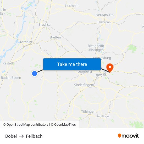 Dobel to Fellbach map