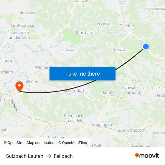Sulzbach-Laufen to Fellbach map