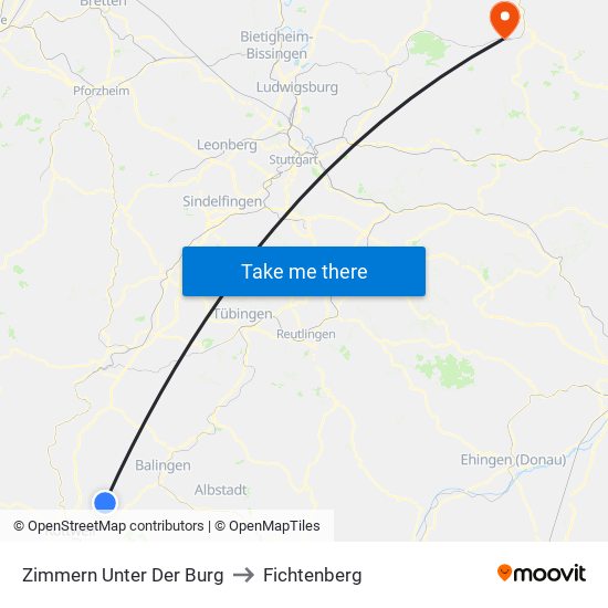 Zimmern Unter Der Burg to Fichtenberg map