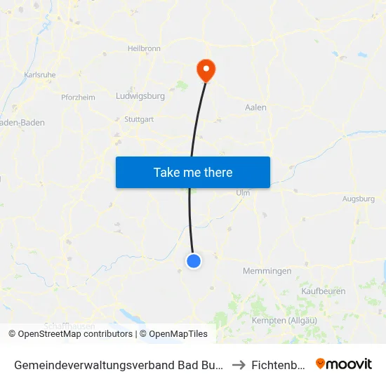 Gemeindeverwaltungsverband Bad Buchau to Fichtenberg map