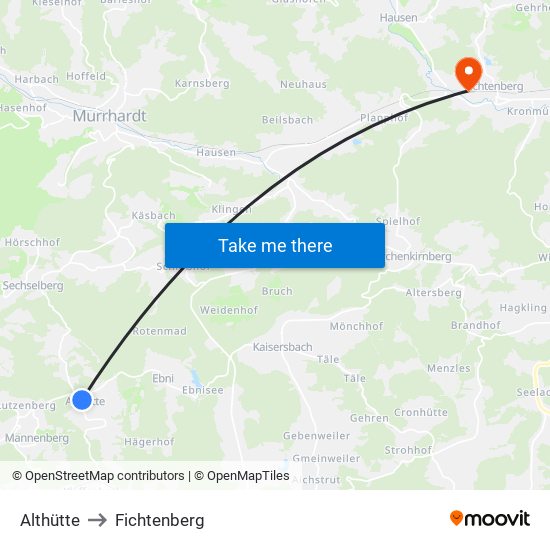 Althütte to Fichtenberg map