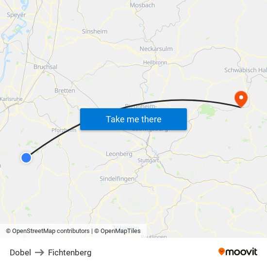 Dobel to Fichtenberg map