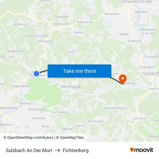 Sulzbach An Der Murr to Fichtenberg map
