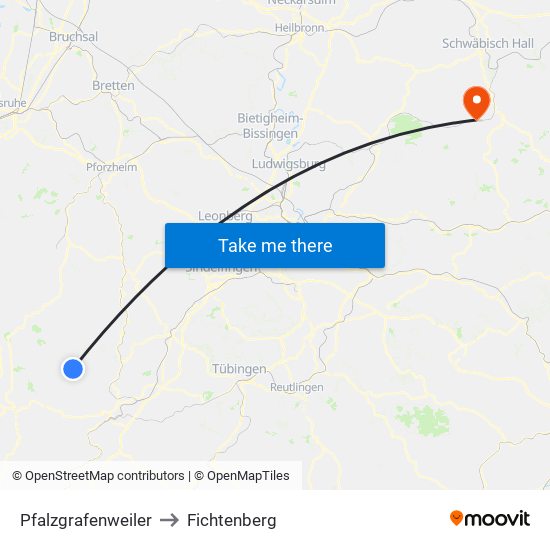 Pfalzgrafenweiler to Fichtenberg map