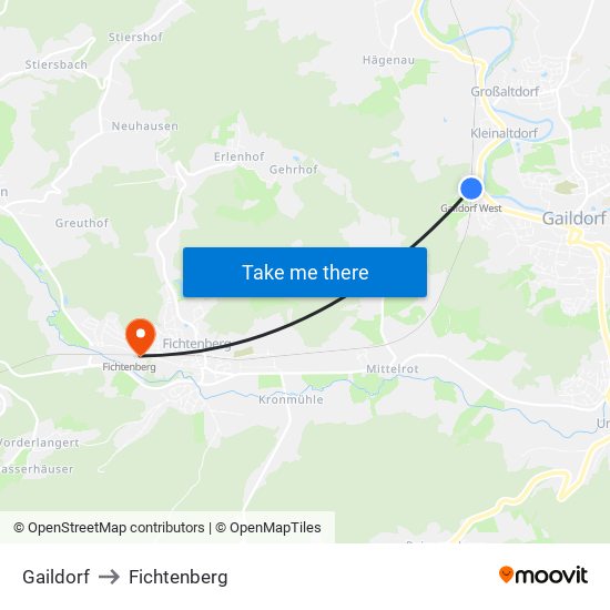 Gaildorf to Fichtenberg map