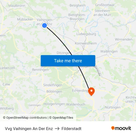 Vvg Vaihingen An Der Enz to Filderstadt map