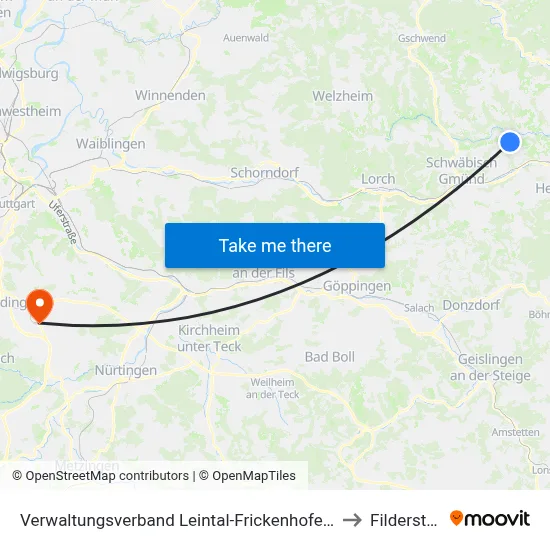 Verwaltungsverband Leintal-Frickenhofer Höhe to Filderstadt map
