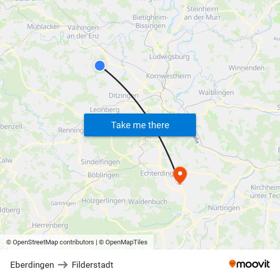 Eberdingen to Filderstadt map